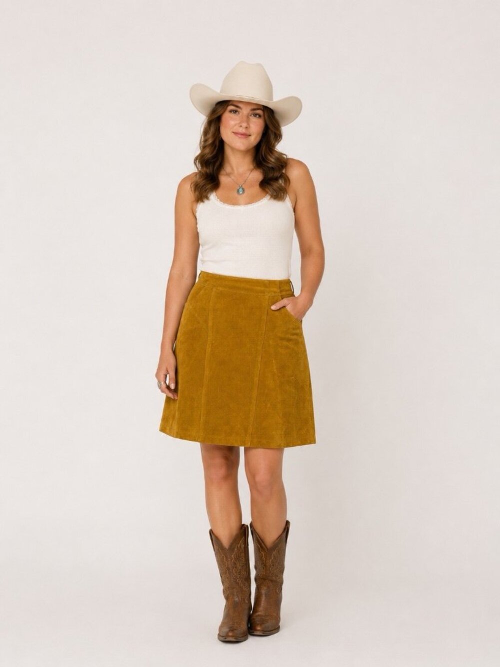 VTG Melbourne Sz 10 (Actual 27x22) Suede Leather Camel Tan Skirt EUC